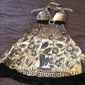 Vacation Party Halter Dress Black Brown